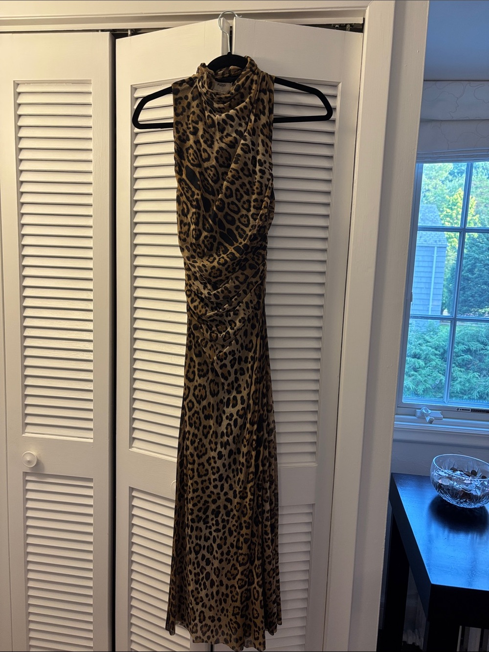 Leopard Print Sleeveless Maxi Dress in Brown
